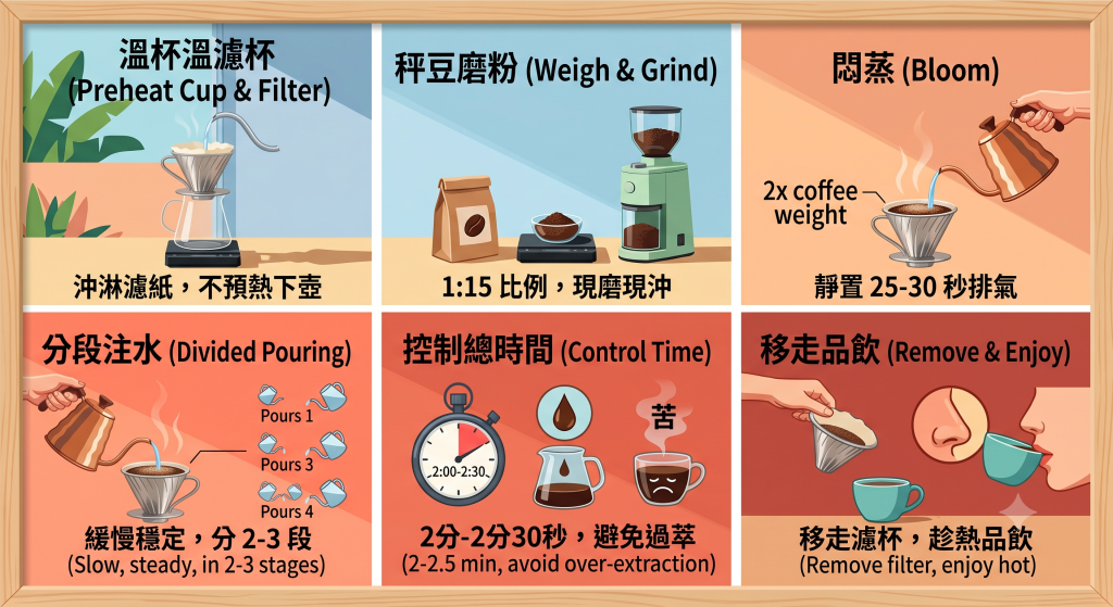 手沖咖啡新手教學|器具、粉水比、萃取步驟一次搞懂 3 steps